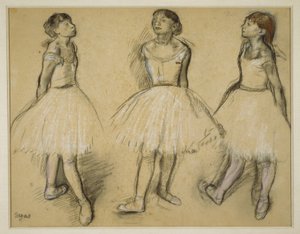 Drie studies van een danser in vierde positie