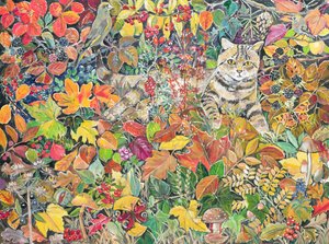 Cyperse kat in de herfst