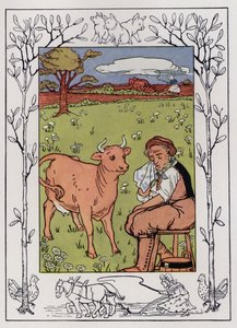 De Oude Man en Zijn Vrouw (kleur litho) door Hilda Broughton
