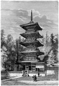 Boeddhistische tempel, Nikko, Japan, 1895 door Hildibrand