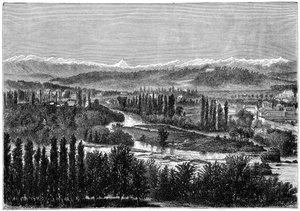 De Pyreneeën gezien vanaf het terras van het kasteel in Pau, Frankrijk, 1879 door Hildibrand