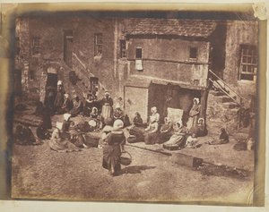 [Fishergate, St Andrews, Vrouwen en kinderen lokken de lijnen]. door Hill and Adamson