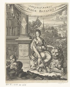 Titelpagina voor Index Batavicus, of Naamrol van de Batavise en Hollandse schrijvers door Hillebrand van der Aa