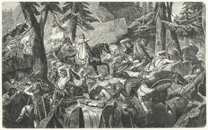 Karel de Grote steekt de Alpen over, 773 (gravure) door Hippolyte Delaroche