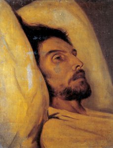 Portret van journalist Armand Carel op zijn sterfbed