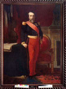 Portret en pied van Napoleon III (1808-1873) Schilderij door Hippolithe Flandrin (1809-1864). 1862. Dim. 2.12 x 1.47. Musee du Chateau, Compiegne - Volledig portret van Napoleon III (1808-1873). Schilderij door Hippolithe Flandrin (1809-1864). 1862. 2.12 x