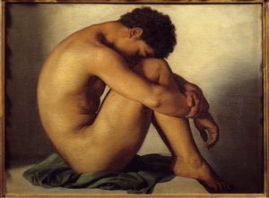Studie van een jonge naakte man door Hippolyte Flandrin
