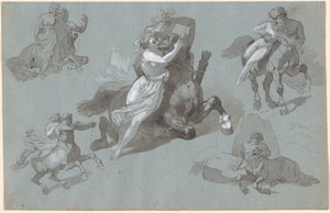 Nessus en Dejanira in vier poses, en de stervende Nessus door Hippolyte Lalaisse