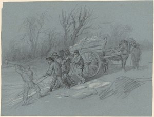 Arbeiders Verzamelen IJs aan de Waterkant door Hippolyte Lalaisse