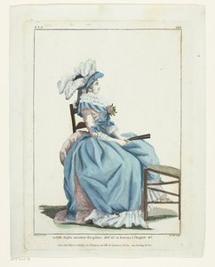 Gallerie des Modes et Costumes Français 1787, TTT.388: La belle Sophie wachtend... door Hippolyte Le Bas