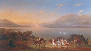 Keizerin Josephine bezoekt Napoleon in Italië aan de oevers van het Gardameer door Hippolyte Lecomte