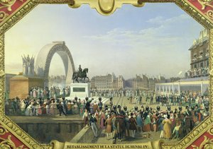 Herstel van het Standbeeld van Hendrik IV (1553-1610) op Pont Neuf, 25 augustus 1818 door Hippolyte Lecomte