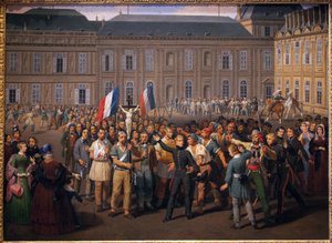 De polytechnici dragen het kruis gered uit de kapel van de Tuilerieën, tijdens de opstand van 24 februari