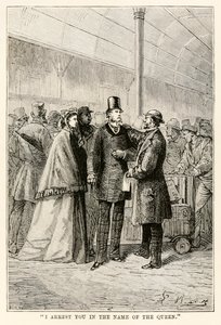 Ik arresteer je in naam van de Koningin, uit De Reis om de Wereld in Tachtig Dagen door Jules Verne (1828-1905), 1873 door Hippolyte Leon after Benett