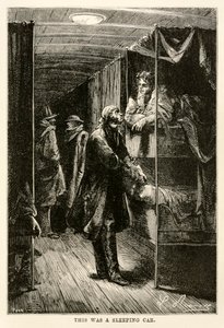 Dit was een slaapwagen, uit De Reis om de Wereld in Tachtig Dagen door Jules Verne (1828-1905) gegraveerd door Adolphe François Pannemaker (1822-1900), 1873