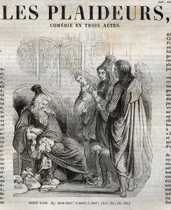 Les Plaideurs (1668) komedie in drie bedrijven - gravure in 