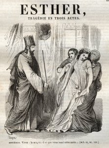 Scène uit Esther, tragedie van Jean Racine - gravure in 