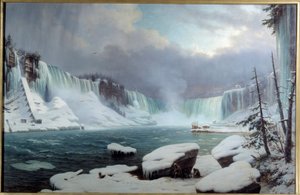 De Grote Niagara-waterval, Wintereffect. Uitzicht op de Niagara-watervallen door Hippolyte Victor Valentin Sebron