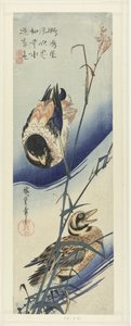 Eenden bij riet door Hiroshige (I) , Utagawa