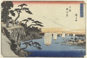 Het klif te Kokufu in de provincie Shimosa door Hiroshige (I) , Utagawa