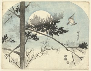 Koekoek en pijnboom door Hiroshige (I) , Utagawa