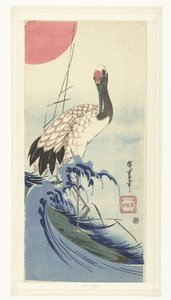 Kraanvogel en rijzende zon door Hiroshige (I) , Utagawa