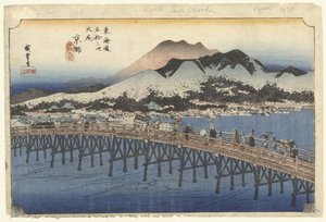 Kyoto, de grote brug bij Sanjo door Hiroshige (I) , Utagawa
