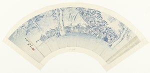 Schets van het bewonderen van de bloesem door de lusthuizen door Hiroshige (I) , Utagawa