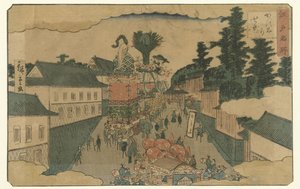 Optocht in Kasumigaseki door Hiroshige (II) , Utagawa