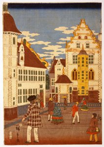 Beeld van het Amerikaanse leven, uit Illustrated London News, pub. 1860 door Hiroshige Utagawa