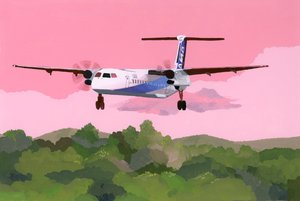 Vliegtuiglanding op een klein vliegveld, 2015 door Hiroyuki Izutsu