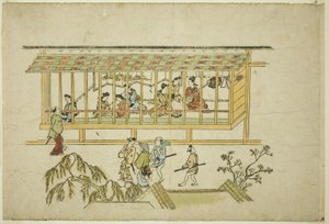 Een Huis van Courtisanes, uit de serie "Het Uiterlijk van Yoshiwara (Yoshiwara no tei)" door Hishikawa Moronobu