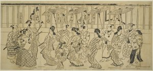 Een Parade van Courtisanes, ca. 1690 door Hishikawa Moronobu