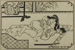 Een blad uit een shunga-album door Hishikawa Moronobu
