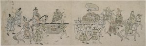 Koreaanse Ambassade Parade door Hishikawa Moronobu