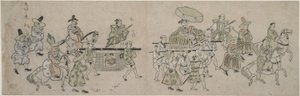 Koreaanse Ambassade Parade door Hishikawa Moronobu