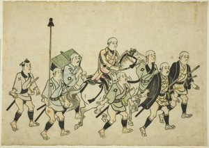 Processie van een Daimyo door Hishikawa Moronobu