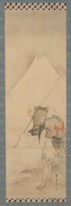 De visser Hakuryo en de Fuji, Edo-periode, 1770-1820 door Hishikawa Sori