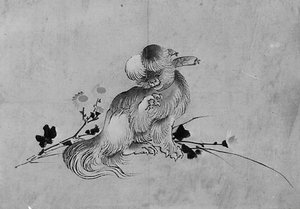 Pekingees, 19e eeuw door Hokusai School.