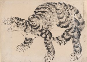 Tijger, 19e eeuw door Hokusai School.