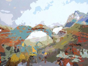 Landschap Obscura - 12, 2024 (olieverf op doek) door Holly Boruck