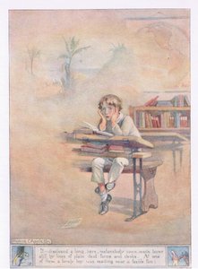 Het onthulde een lange kale, melancholische kamer, met een eenzame jongen, bij een zwak vuurtje