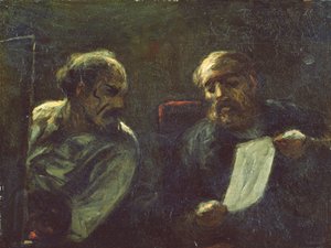 Een discussie in het atelier, 1852-55