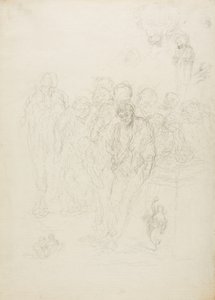 Een groep mannen en andere schetsen, 1857 door Honoré Daumier