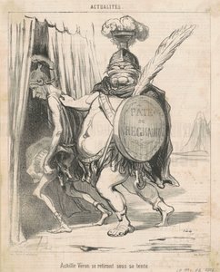 Achille Véron trekt zich terug in zijn tent door Honoré Daumier