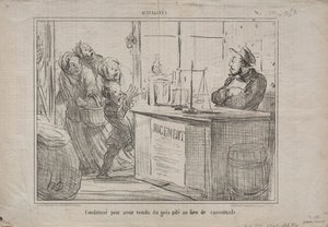 Actualiteiten nr. 252: Veroordeeld voor het verkopen van een hoop zand in plaats van vochtige bruine suiker, 1855 door Honoré Daumier