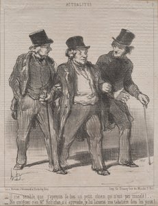 Actualiteiten Nr. 7: Het lijkt me dat ik daar een hondje zie dat niet gemuilkorfd is!..., 1852 door Honoré Daumier