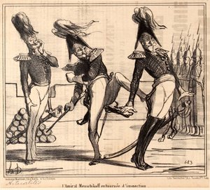 Admiraal Alexander Sergeyevich Menshikov op Inspectietocht, 1854 door Honoré Daumier