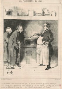 Ah! Meneer ... uw bouillon is ... door Honoré Daumier