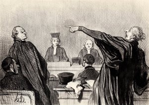 Een advocaat die duidelijk volledig overtuigd is door Honoré Daumier